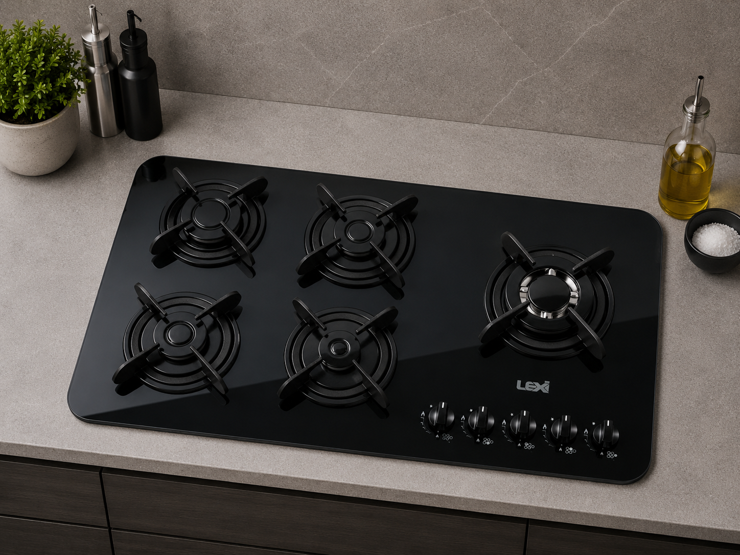 اجاق گاز 5 شعله شیشه ای توکار لگزی مدل G-10-S