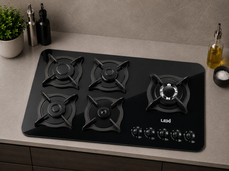 اجاق گاز 5 شعله شیشه ای توکار لگزی مدل G-11-S