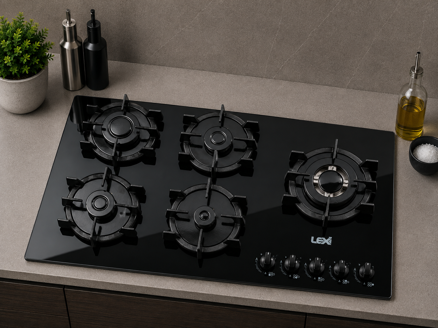 اجاق گاز 5 شعله شیشه ای توکار لگزی مدل G-12-S