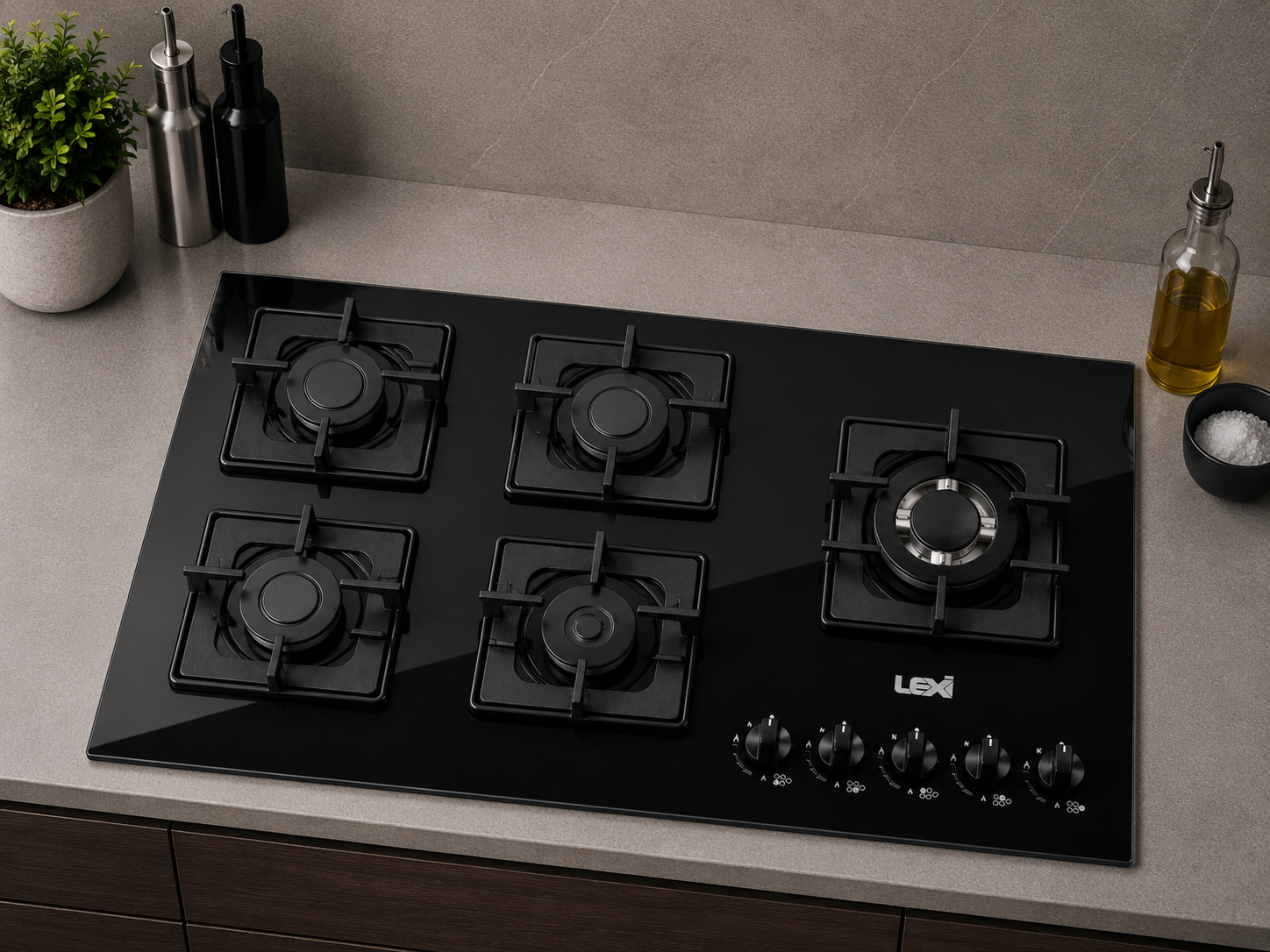 اجاق گاز 5 شعله شیشه ای توکار لگزی مدل G-13-S