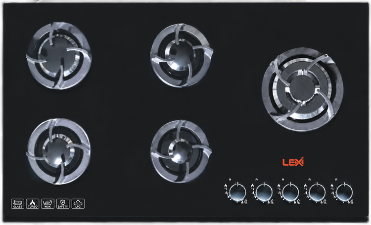 اجاق گاز 5 شعله شیشه ای توکار لگزی مدل G-17-S