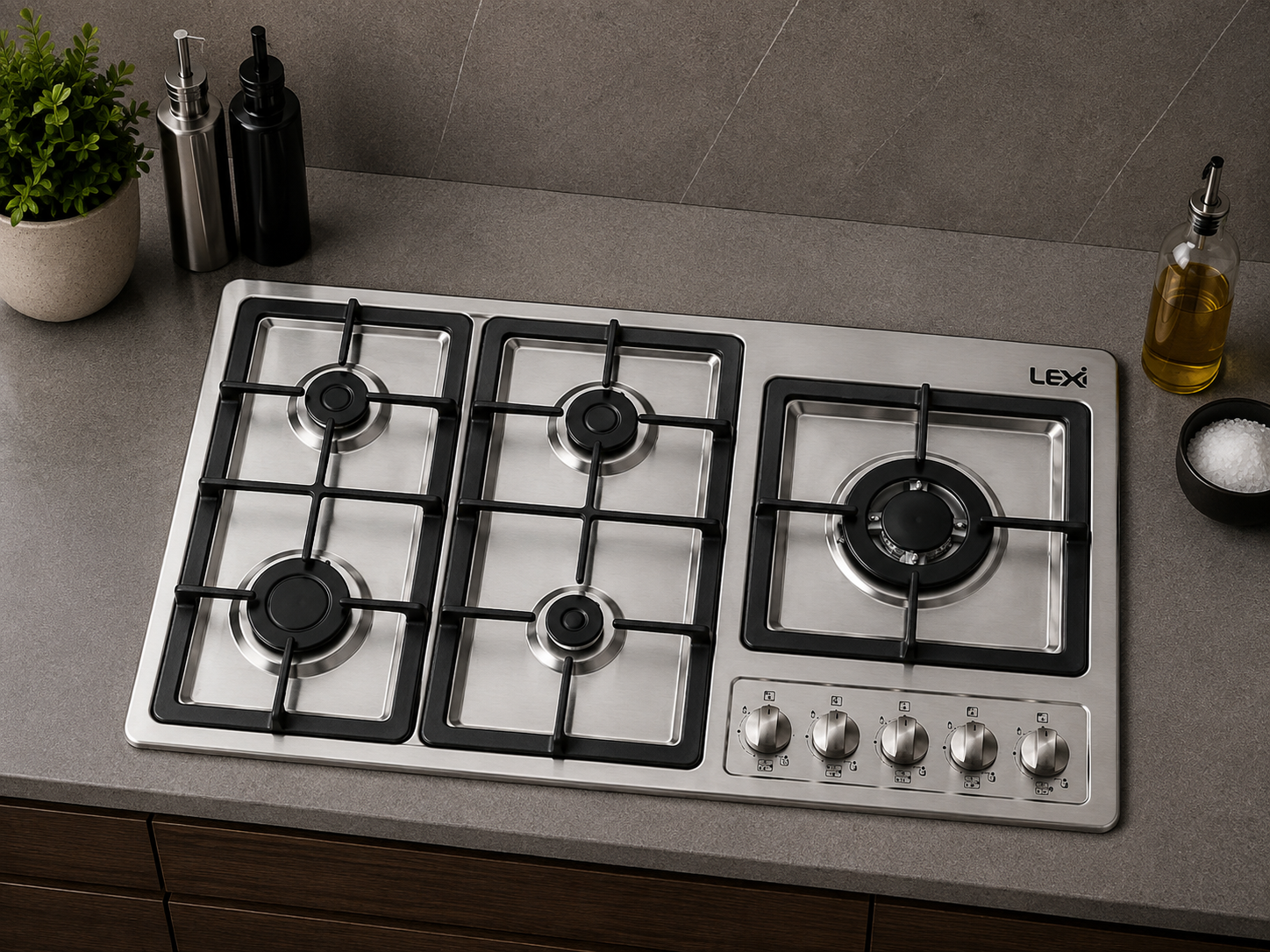 اجاق گاز توکار استیل پنج شعله لگزی مدل G-18-S