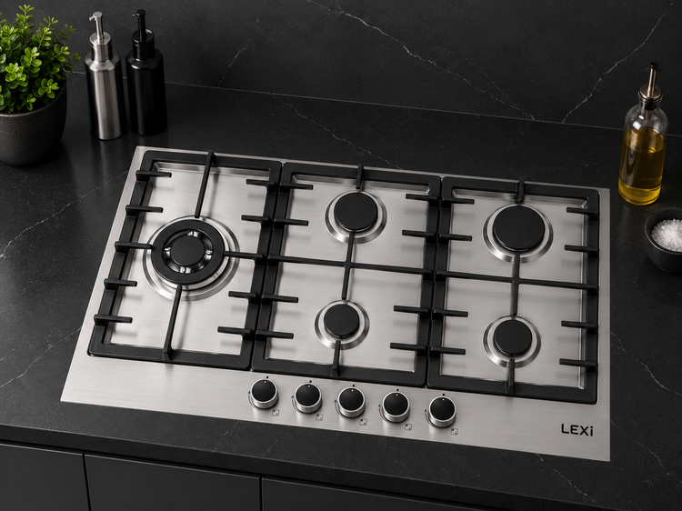 اجاق گاز توکار بدون لبه استیل پنج شعله لگزی مدل G-21-S