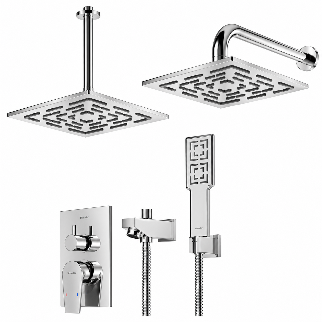 شیر حمام توکار شودر مدل رومر پلاس تیپ Brass 4