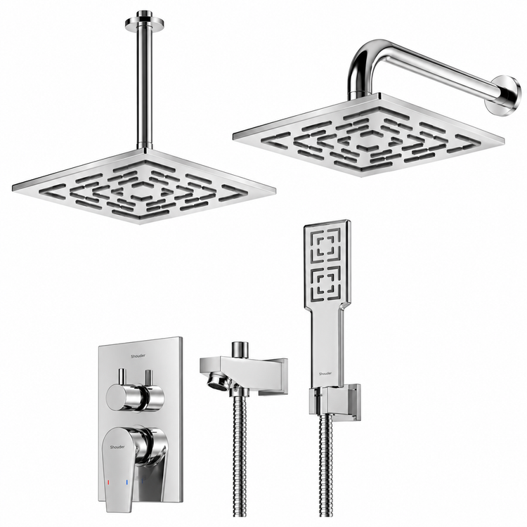 شیر حمام توکار شودر مدل رومر پلاس تیپ Brass 4